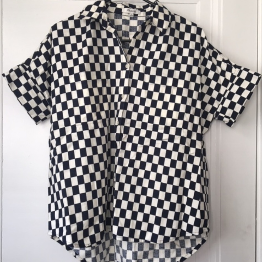 Madewell navy blue & white top, size small